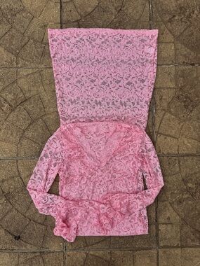Pink Lace Long-Sleeve Top